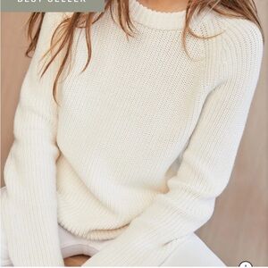 Jenni Kayne Cotton Fisherman Sweater in Ivory size S